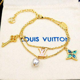 Louis Vuitton LV abalone key pink enamel letter double bracelet -3818  