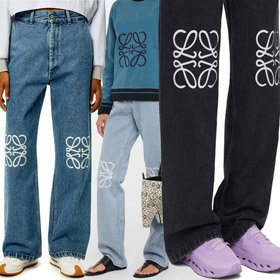 Loewe Light Luxury Vintage Washed Straight-Leg Jeans-6019  