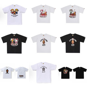BAPE Baby Milo x Hello Kitty Collab Cartoon Print Short-Sleeve T-Shirt-6040  