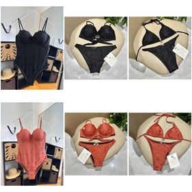 Chanel Jacquard Sexy Strappy One-Piece Swimsuit with Padded Triangle Cups-6444  