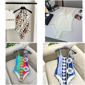 Loewe Printed Sexy One-Piece Swimsuit Triangle Backless Style-6469  