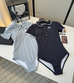 Miu Miu Cable-Knit One-Piece Swimsuit with Peter Pan Collar-6482  